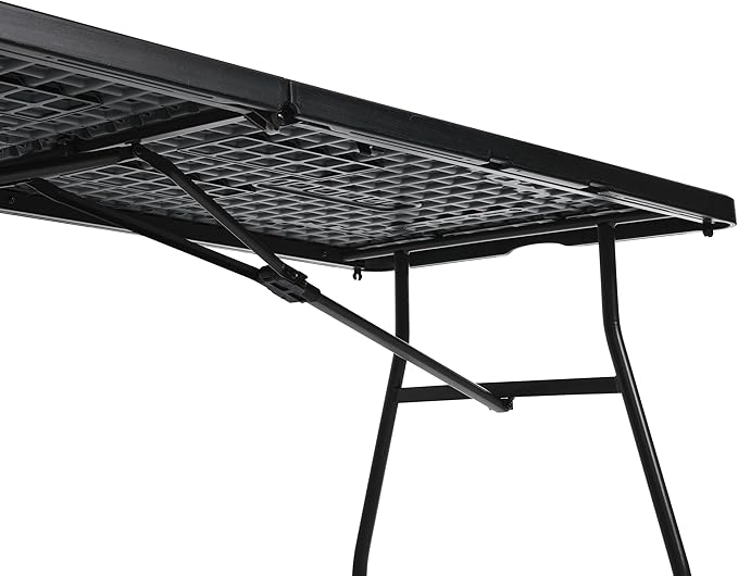 Amazon Basics Heavy Duty Portable Folding Table 6 ft with Carrying Handle, Indoor & Outdoor, Black