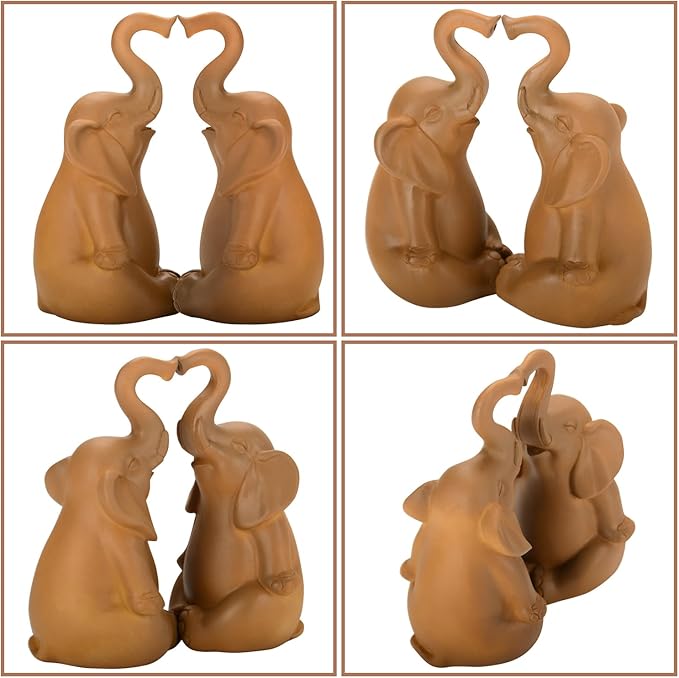 Loving Pair of Elephants, Elephant Statues for Home Decor, Elephant Figurines for Shelf, Table or Living Room, Symbol of Love and Harmony, Gift for Women, Mom