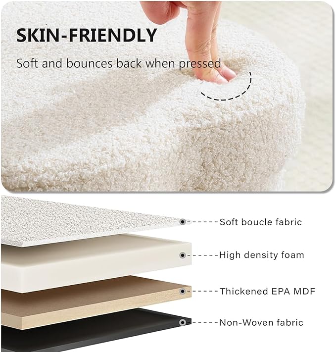 12.6" Small Ottoman with Storage, Flowers Shaped Foldable Foot Rest for Dorm Room, Living Room - Compact Organizer for Small Spaces,White