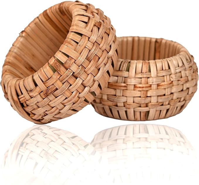 Napkin Rings Set of 12 - Handmade Decorative Serviette Rings for Dining Table, Weddings, Parties, Events, Holiday Gatherings, and Everyday Use Boho Rustic Farmhouse Décor (Brown) - ALPHA Living HOME