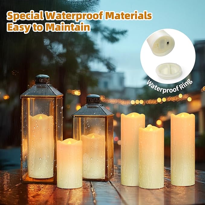 Flickering Flameless Candles, Realistic Battery Operated Candle with Timer, 18 AA Batteries Included, Set of 9 Outdoor Indoor Decor with 10-Key Remote LED Flameless Candle, Birthday Gifts for Him, Her