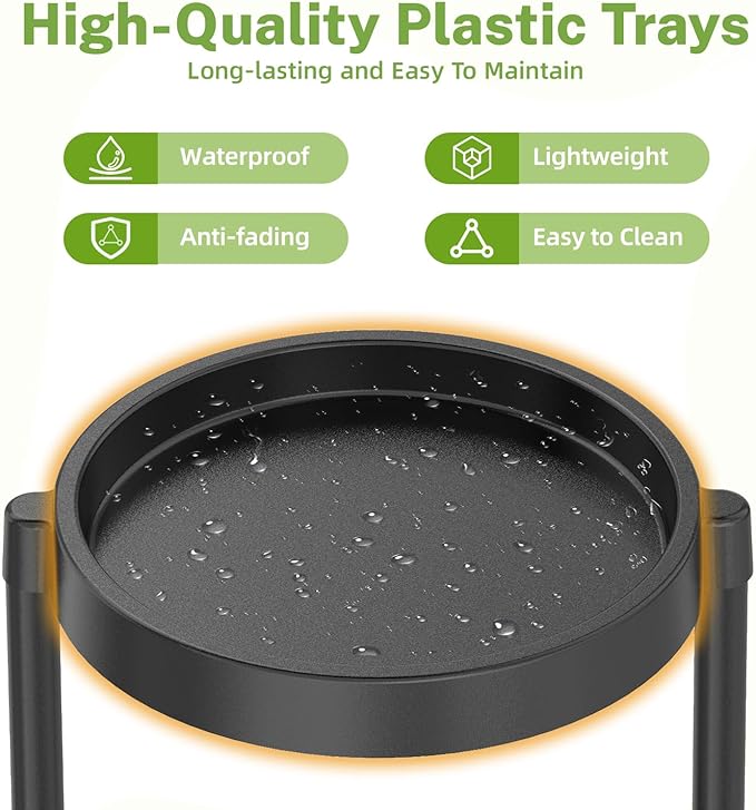 iDavosic.ly 6 Tier Folding Plant Stand Indoor Outdoor with Plastic Tray, Tiered Corner Flower Holder Shelf, Metal Orchid Display Rack for Patio Porch Living Room Garden Balcony, Modern Black