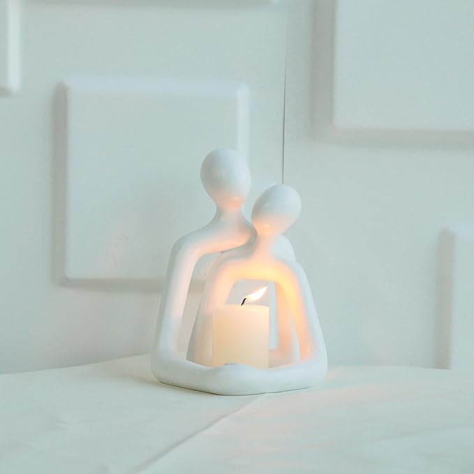Minimalist White Couple Sculpture, Abstract Resin Art Decor, Zen Space Accent, Emotional Healing Gift