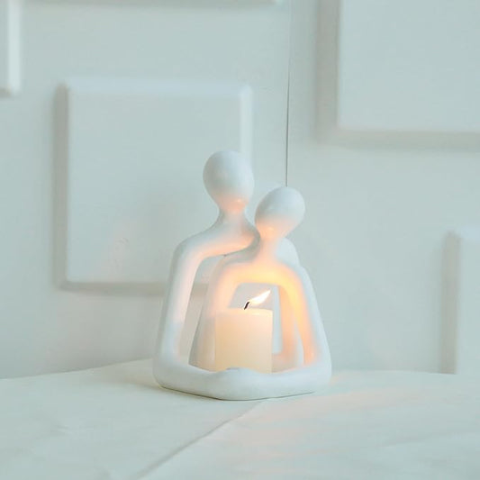 Minimalist White Couple Sculpture, Abstract Resin Art Decor, Zen Space Accent, Emotional Healing Gift