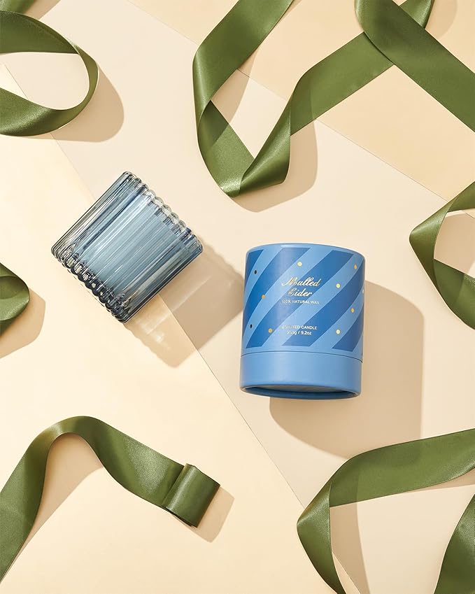 M&SENSE Mulled Cider Scented Candles, Soy Candles Non Toxic, 9.2oz Natural Organic Clean Burning Up to 60 Hours, Christmas Home Decor Gifts for Men Women