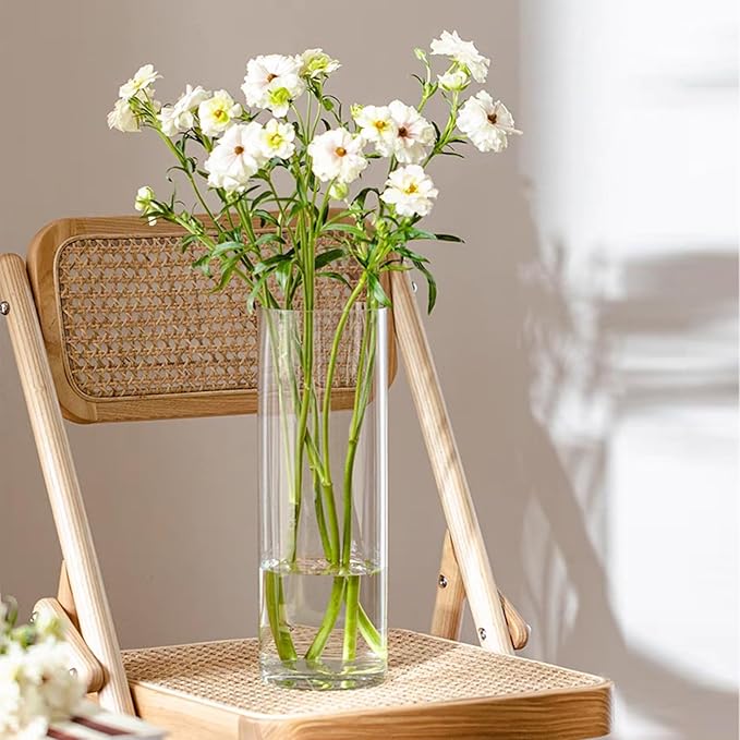 DARENYI Clear Glass Vase for Flowers, 12 inches Tall Cylinder Vase Decorative for Centerpiece, Living Room, Floating Candle, Office, Wedding or Gifts