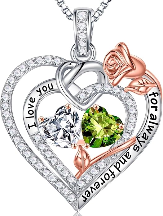 Iefil Christmas Gifts for Wife Women - 925 Sterling Silver Double Birthstone Necklace, Anniversary Birthday Gifts for Women, Jewelry Gift for Wife Girlfriend Mom Her