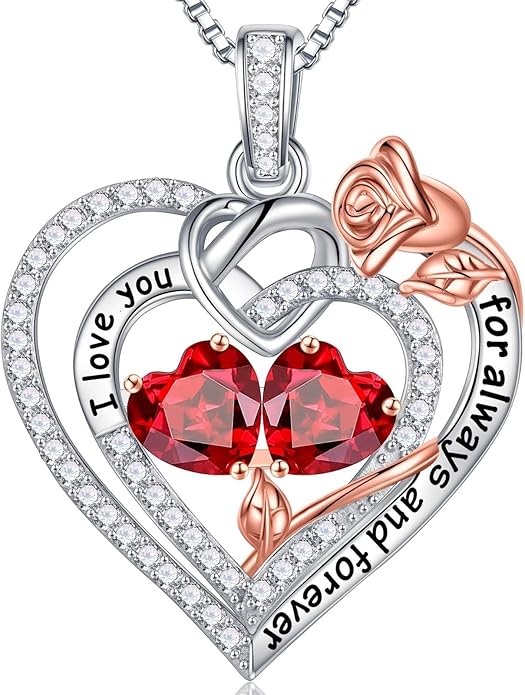 Iefil Christmas Gifts for Wife Women - 925 Sterling Silver Double Birthstone Necklace, Anniversary Birthday Gifts for Women, Jewelry Gift for Wife Girlfriend Mom Her