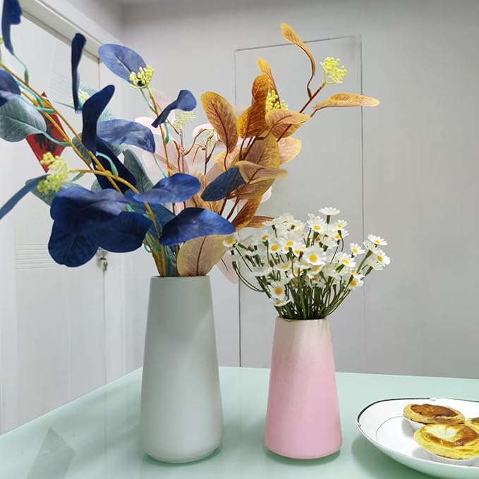 Pink Vase - 6" Pink Ceramic vase for Flower, Cute Modern Vases for Home Decor, Minimalist vases for Centerpieces, Living Room,Bedroom or Gift