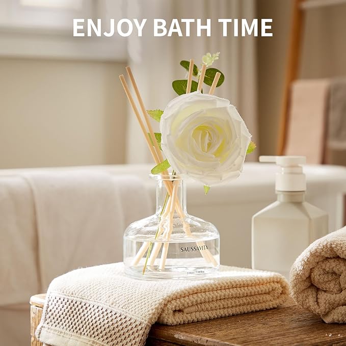 Reed Diffusers Set, 7.10 oz Flower Scented Diffuser with 7 Sticks, Long Lasting Home Fragrance for 120 Days, Perfect for Bathroom, Shelf Decor, Air Fresheners