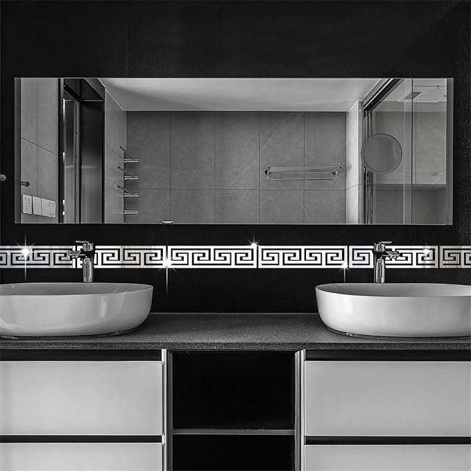 12 Pcs Geometric Shape Acrylic Wall Stickers Removable Adhesive Wall Mirror Decor for DIY Living Room Home Background (Silver)