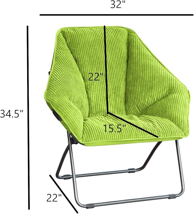 Zenithen Limited Portable Hexagon Folding Metal Framed Dish Chair, Perfect for Dorm Rooms, Reading, Studying, Bedrooms, Gaming, and Living Rooms (Pack of 1, Light Green)