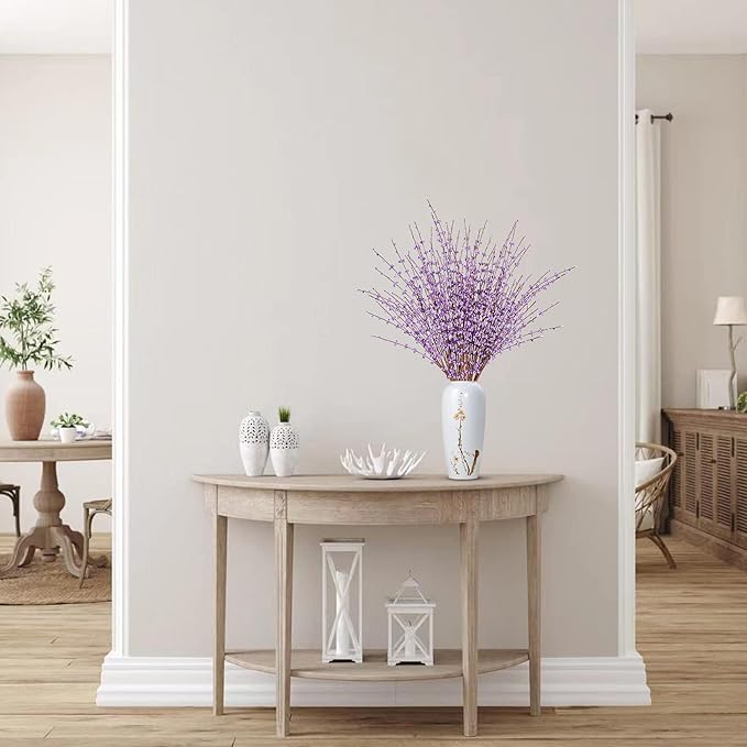 Sggvecsy 10 Pcs 29.5’’ Long Artificial Jasmine Flowers Tall Fake Flower Bouquet Faux Jasmine Plants Dry Branches for Wedding Home Party Office Hotel Restaurant Kitchen Decoration（Light Purple）