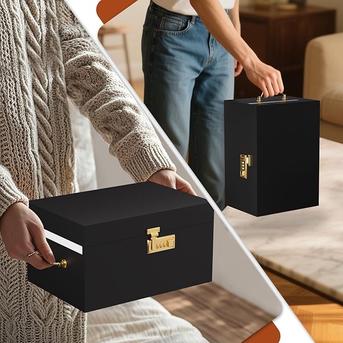 Lockable stash box with rolling tray – Premium bamboo box organizer with grinder, jars & brushes | Stylish wooden stash boxs, spacious Storage Box, great large stash box for home,Holiday Gift