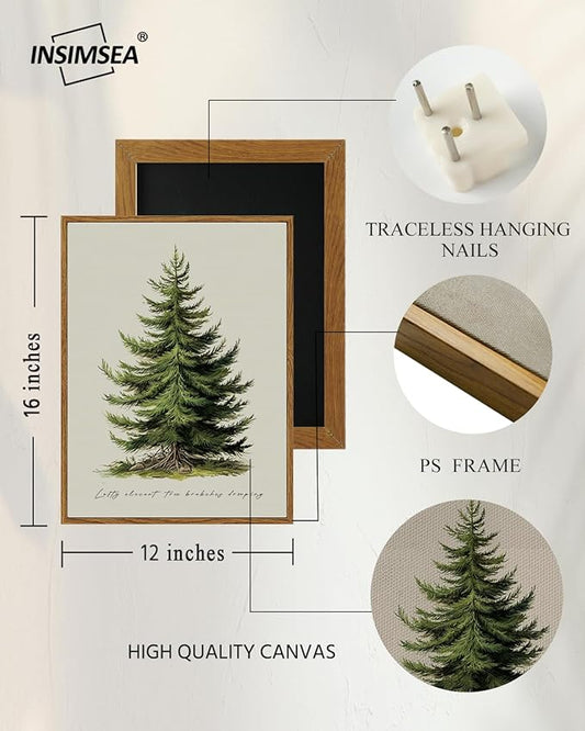 InSimSea Christmas Decor Framed Wall Art, Christmas tree Canvas Painting, elegant Holiday decor Unique Christmas Gifts For Table Wall Farmhouse Mantel Home Office 16L x 12W