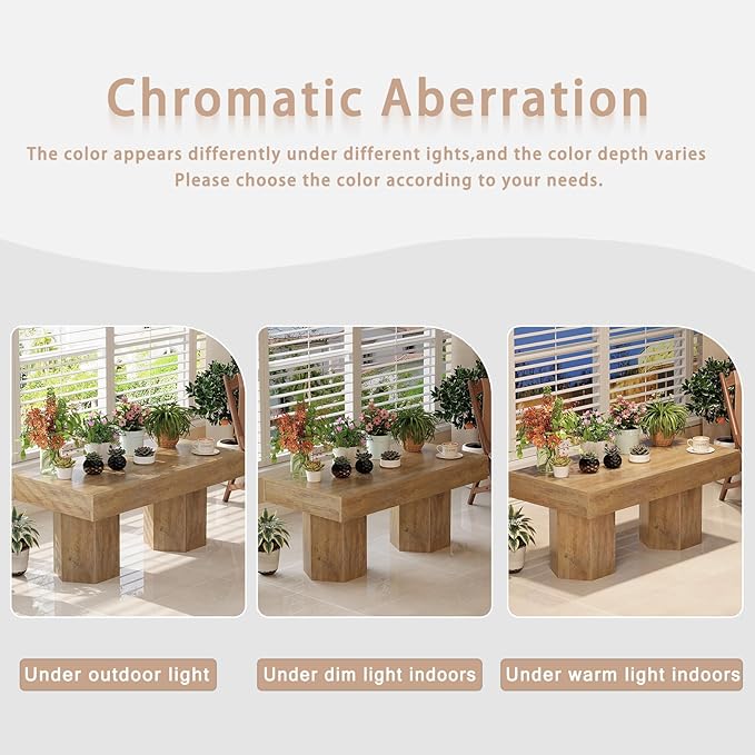 GiftGo Coffee Table Mid Century Modern Center Living Room Table Farmhouse Wooden Rectangle Cocktail Tea Table for Office (Light Brown, L-39.37)