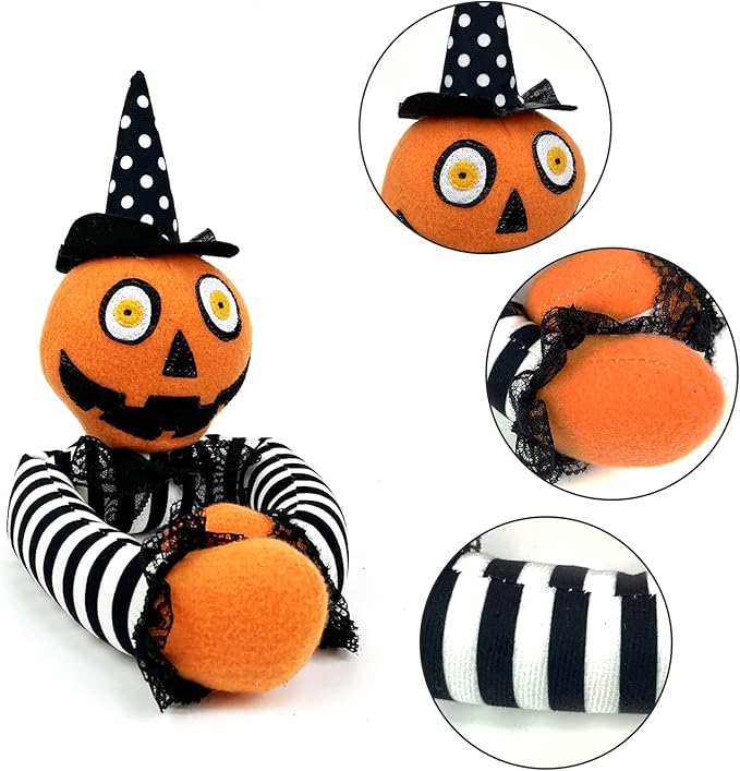 Ogrmar 2 Pack Halloween Curtain Buckle Doll Pumpkin Curtain Tieback Hold Back Fastener for Window Home Hotel Room Decoration (Orange and Black)