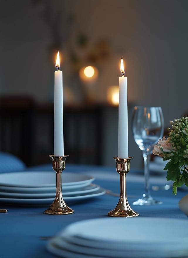 12pk 10" Classic Taper Candles, White, 7-8 Hours Long Burning, Unscented Tall Candlesticks