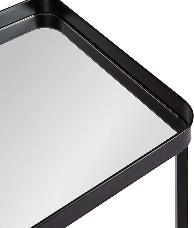 Kate and Laurel Celia Modern Side Table, 18 x 12 x 26, Black, Foldable Rectangular End Table for Storage and Display