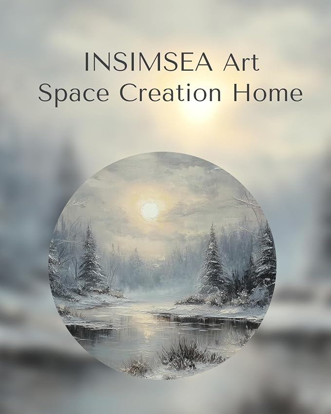 InSimSea Christmas Decor Framed Wall Art, Winter snow scene Canvas Painting, peaceful Home Decor, Unique Christmas Gifts For Table Wall Farmhouse Mantel Home Office 12L x 16W