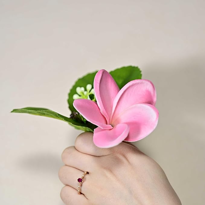10pcs Pink Flowers PU Real Touch Flowers Hawaiian Plumeria Tropical Artificial Flowers for DIY Floral Gifts Wedding Home Office Table Decor Farmhouse Table Centerpiece Decorations
