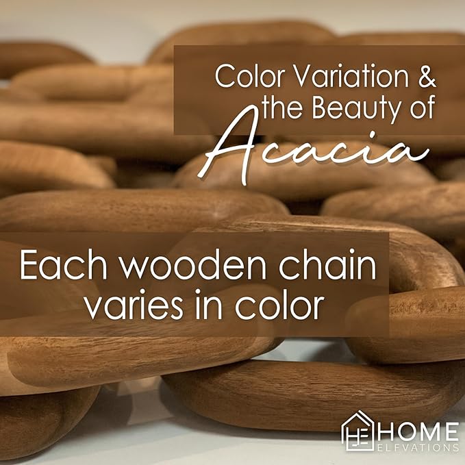 Natural Wood Chain Link Decor – 21" Light-Medium Decorative Object for Coffee Table, TV Stand & Living Room - Bohemian Shelf & Entryway Table Accent – Gift Idea for Housewarming or Home Décor