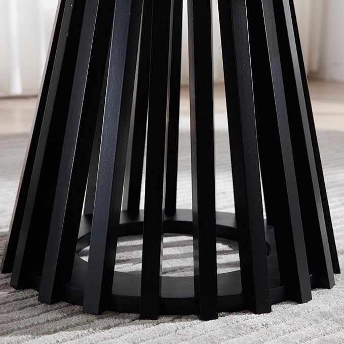 Round Coffee Table, Modern Small Side Table for Living Room, Black, 24Inch