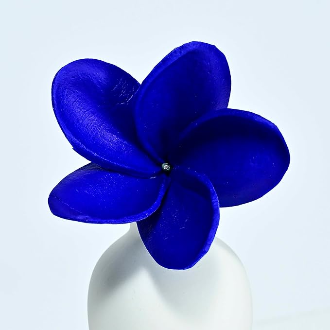 Birthday Gifts for Women Men 10pcs Royal Blue Flowers PU Real Touch Flowers Hawaiian Plumeria Frangipani Artificial Flowers for DIY Birthday Gifts Wedding Gifts Home Decor Table Centerpiece