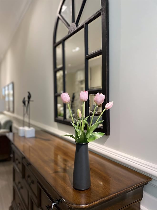 16-inch Premium Real Touch Fake Tulips, Artificial Flowers with Buds, Flexible Stem Easy to Shape, Faux Tulips (Vase not Included), 5-Pack Set of Piggy Pink