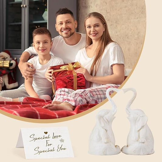 Loving Pair of Elephants - Handmade Elephant Statues - Symbolic Home Decor Figurines for Love, Luck, and Harmony - Ideal Gift for Wedding, Anniversary, Mother's Day