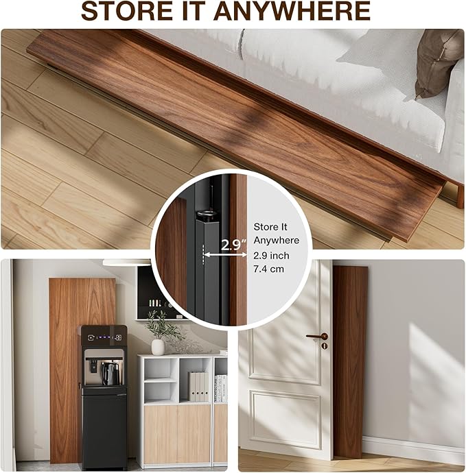 TEMI Long Computer Desk Folding Table - 55.1" Foldable Office Desk, No Assembly, Perfect Writing Table for Bedroom, Dorm, or Apartment, Portable Large Desk or Study Table with Compact Design, Walnut