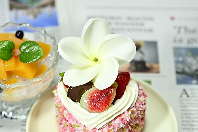 Birthday Gifts for Women 10pcs Warm White Flowers PU Real Touch Flowers Hawaiian Plumeria Frangipani Artificial Flowers for DIY Birthday Gifts Wedding Gifts Home Decor Table Centerpiece