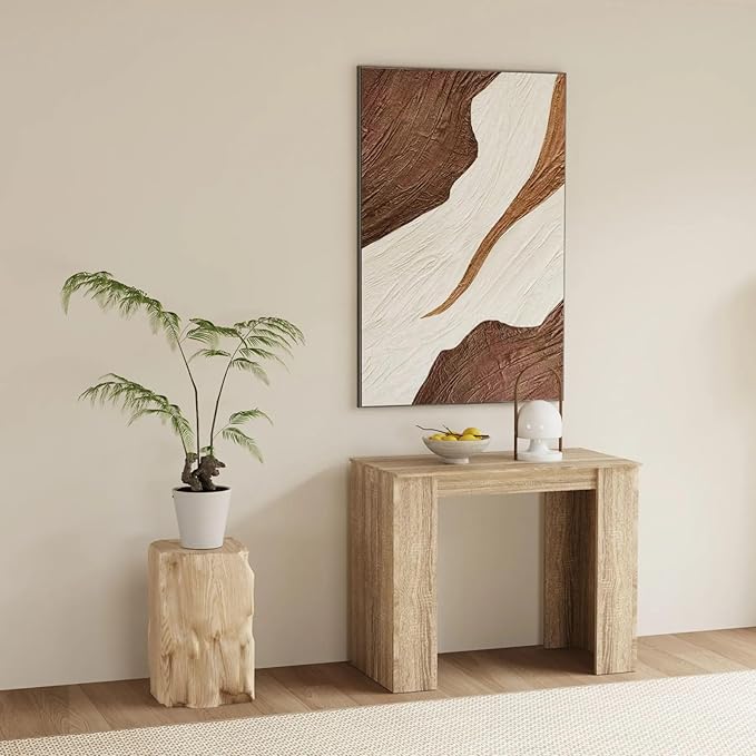 DMAITH 20"-118" Extendable Dining Table for 2-12 People, Modern Modular Extension Table, Space-Saving Extra Long Folding Dining Table, Multifunctional Conference Meeting Table, Oak