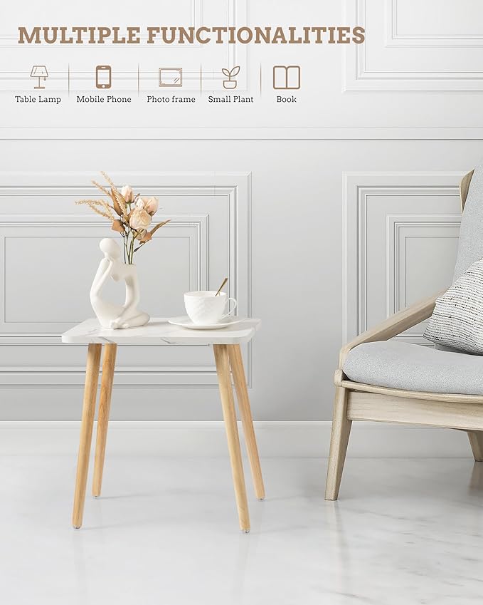 FORAOFUR End Table Set of 2, Modern Wooden Side Table for Living Room, Bedroom