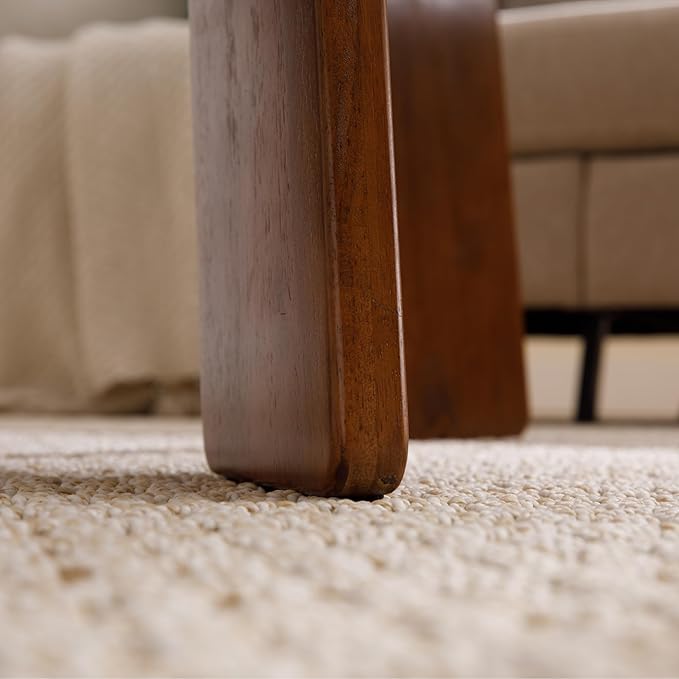 32" Round Coffee Table, Large Solid Wood French Country Accent Table, Farmhouse Side Table for Family/Office/Living Room/Sofa Couch End/Bedroom, Walnut