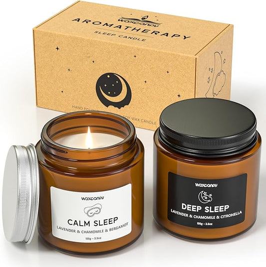 Scented Candle Gift Set, Soy Candles for Women, Sleep Candles for Home Scented, 2 Pack Aromatherapy Candle for Relaxing, Sleep, Stress Relief & Home Decor