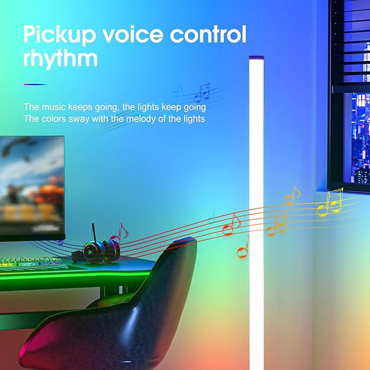 LED RGB Floor Lamp Smart Corner Standing Lamp with Music Sync APP and Remote Control Gaming Light for Bedroom Living Room Game Room Office