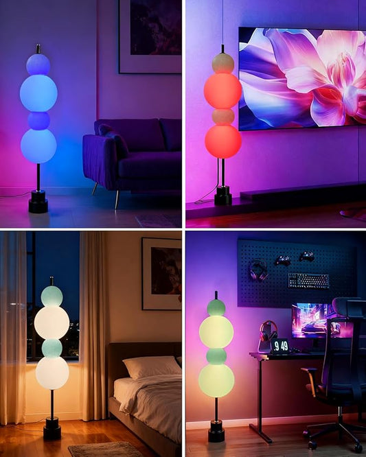 Lightdot RGB& 3000K Floor Lamp with Touch Control, Dimmable Colors Temperature & Brightness, Globe Modern Floor Lamp with Smart Bulb, Blue Standing Lamps for Living Room