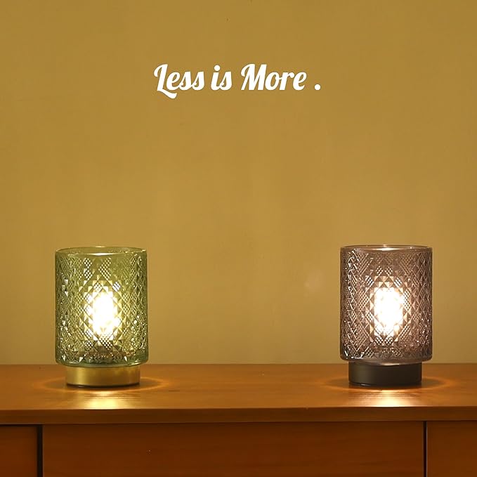 Battery Operated Lamp with Timer, Decorative Small Table Lamp, Glass Cordless Lamps Bedside Lamp for Living Room, Office, Bedroom, Entryway Diamond Design-Grey