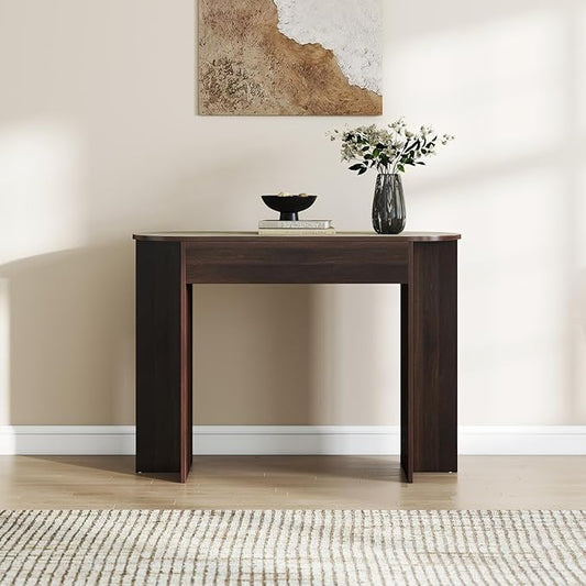 Mid Century 43 Inch Console Table, Narrow Sofa Table Behind Couch, Farmhouse Wooden Console Table for Living Room, Entryway, Walnut Finish