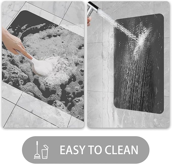 Ultra Thin Door Mat Indoor Entrance, 1/10 in Thin Door Mats for Inside Entry, Non-Slip Rubber Backing Washable Doormat, Fade Resistant, Absorbent, Low Profile Dirt Trapper, 47"X24",Grey