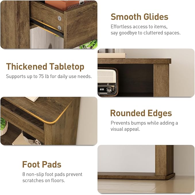 43.3 Inches Console Table, Narrow Entryway Table with 2 Drawers, 2 Compartments and Bottom Shelf, Farmhouse Hallway Accent Table for Entryway, Living Room, Foyer, Hallway, Dark Brown