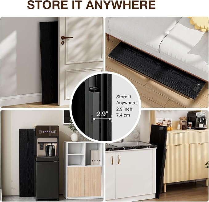 TEMI Small Computer Desk Folding Table - No Assembly, Compact 44.3" Foldable Desk with Power Outlets & USB Charging Port, Portable Small Office Desk, Ideal Mini Study Table, Dark Oak