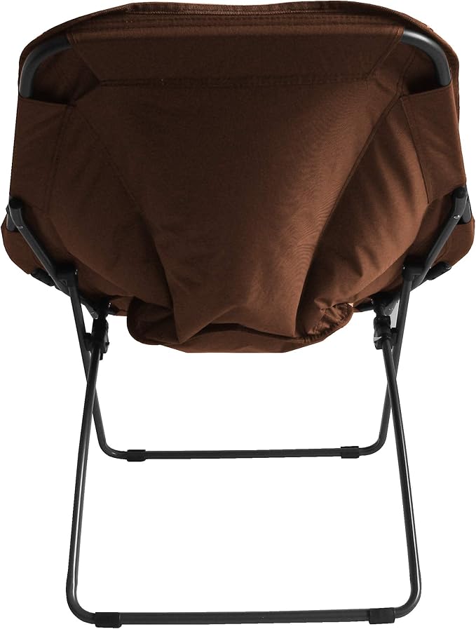Zenithen Limited Foldable Portable Hexagon Metal Frame Folding Corduroy Soft Dish Chairs for Dorm Rooms, Bed Rooms, Gaming, and Living Room, Brown (Pack of 2)