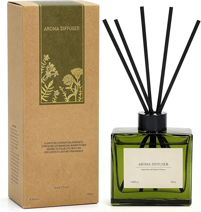 Reed Diffuser, 4 oz Rose Scent Diffuser with 7 Sticks, Long Lasting Reed diffusers for Home, Elegant Fragrance for Bathroom Bedroom Office Decor, Air Fresh