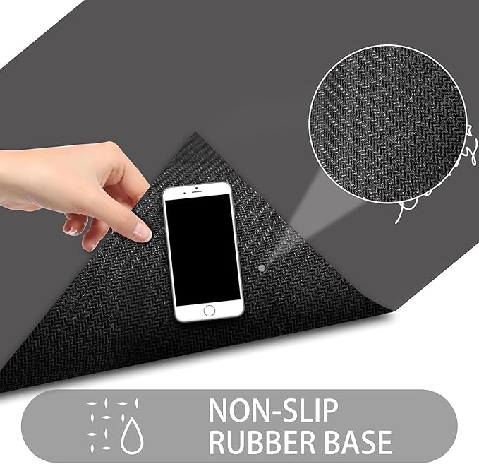 Ultra Thin Door Mat Indoor Entrance, 1/10 in Thin Door Mats for Inside Entry, Non-Slip Rubber Backing Washable Doormat, Fade Resistant, Absorbent, Low Profile Dirt Trapper, 35"X24",Black