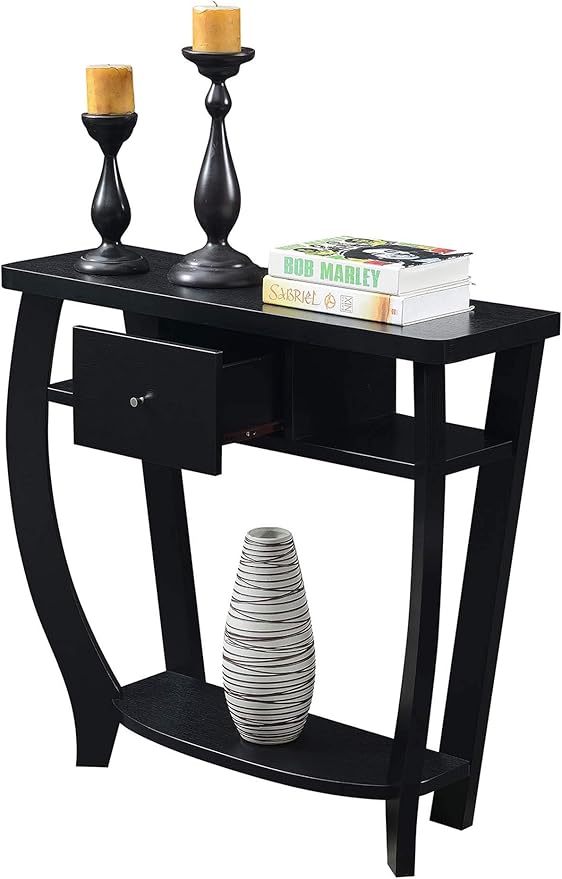 Convenience Concepts Newport 1 Drawer Dorchester Console Table with Shelf, Black