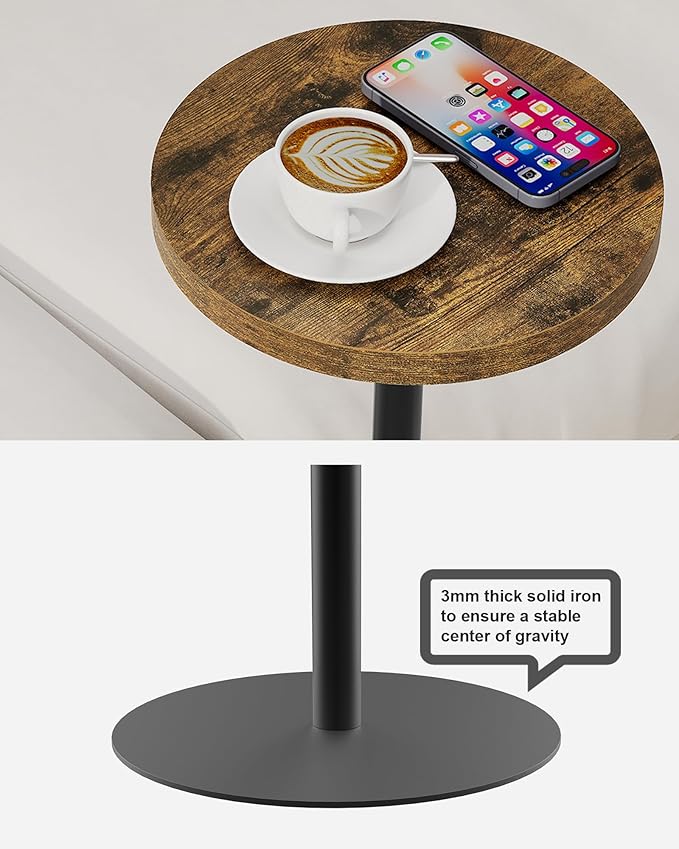 TUTOTAK Tall Round Side Table, Small End Table, Beside Table, Drink Table, Pedestal Side Table, livingroom, Brown TB01BB065