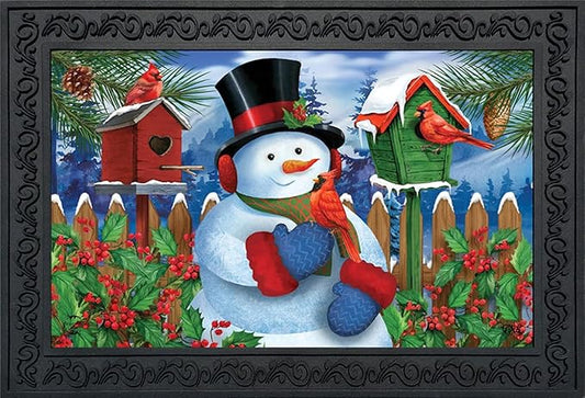 Briarwood Lane Snowman and Cardinals Doormat