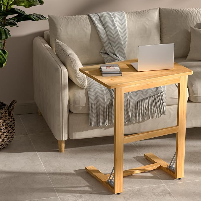 Tatub Folding TV Tray Table, 24" Foldable C Shaped end Table for Couch Laptop Living Room Bedroom Home Office